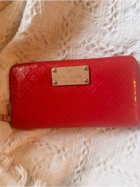 kate spade Beige and Coral Zip Around Wallet
